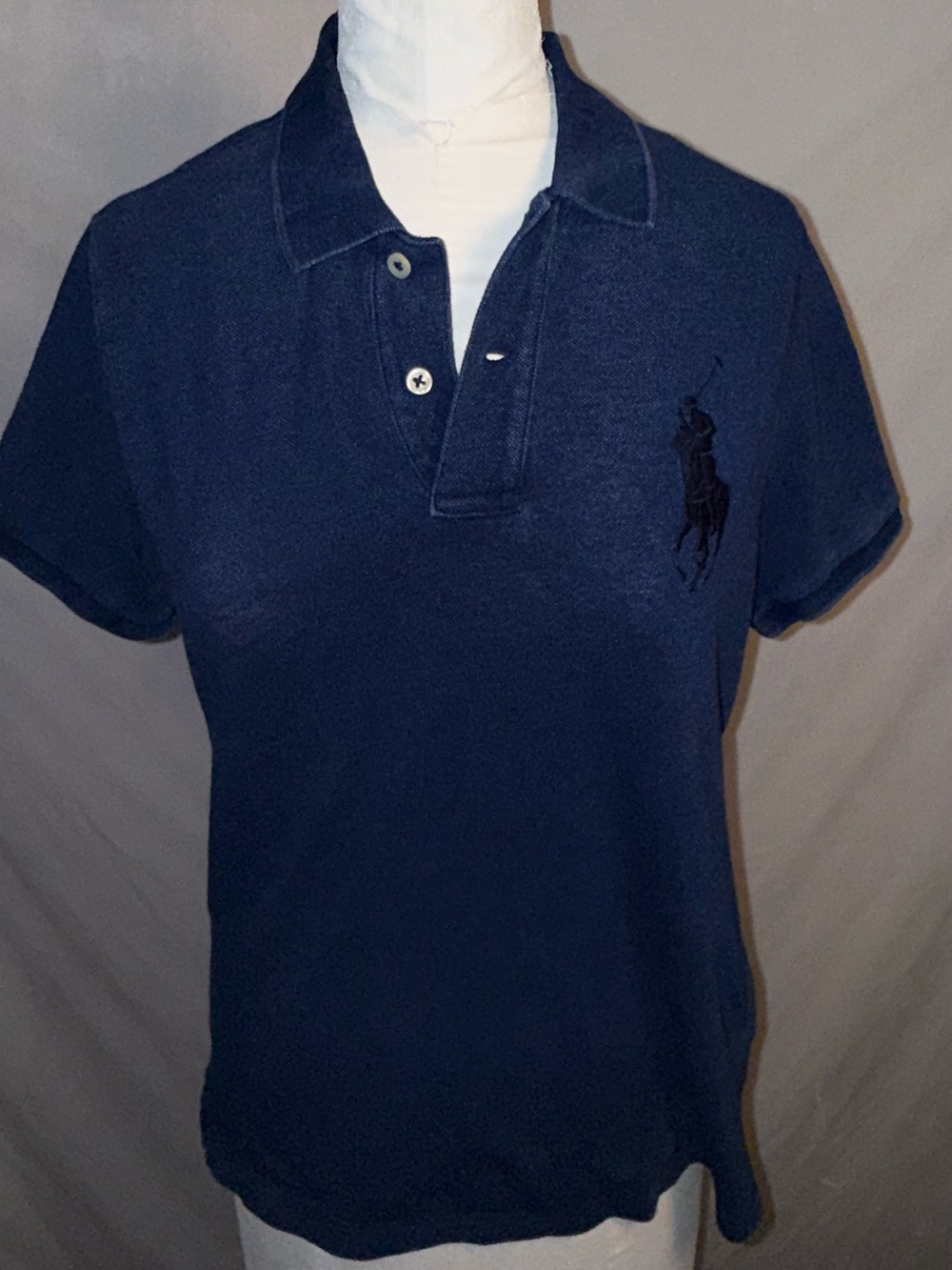 Polo Ralph Lauren Big Pony Skinny Fit Blue Cotton Polo Shirt Women’s L